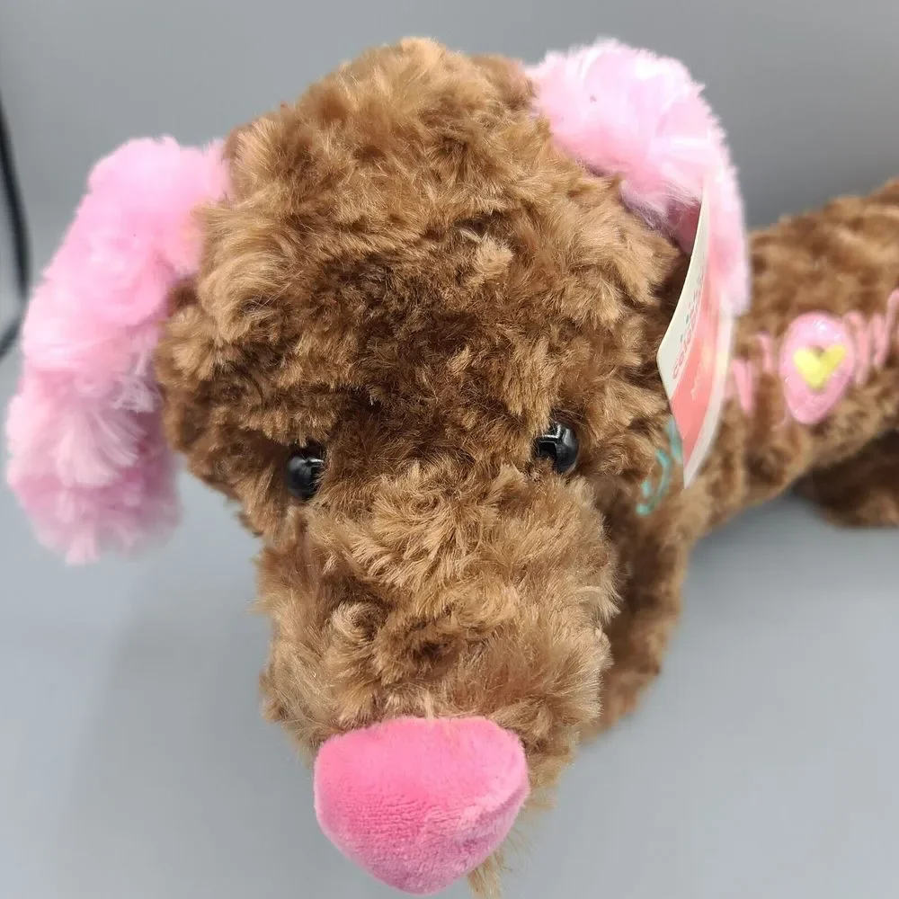MTY Intl Dachshund Best Mom Ever Plush Stuffed Animal Pink Brown 18 Inch